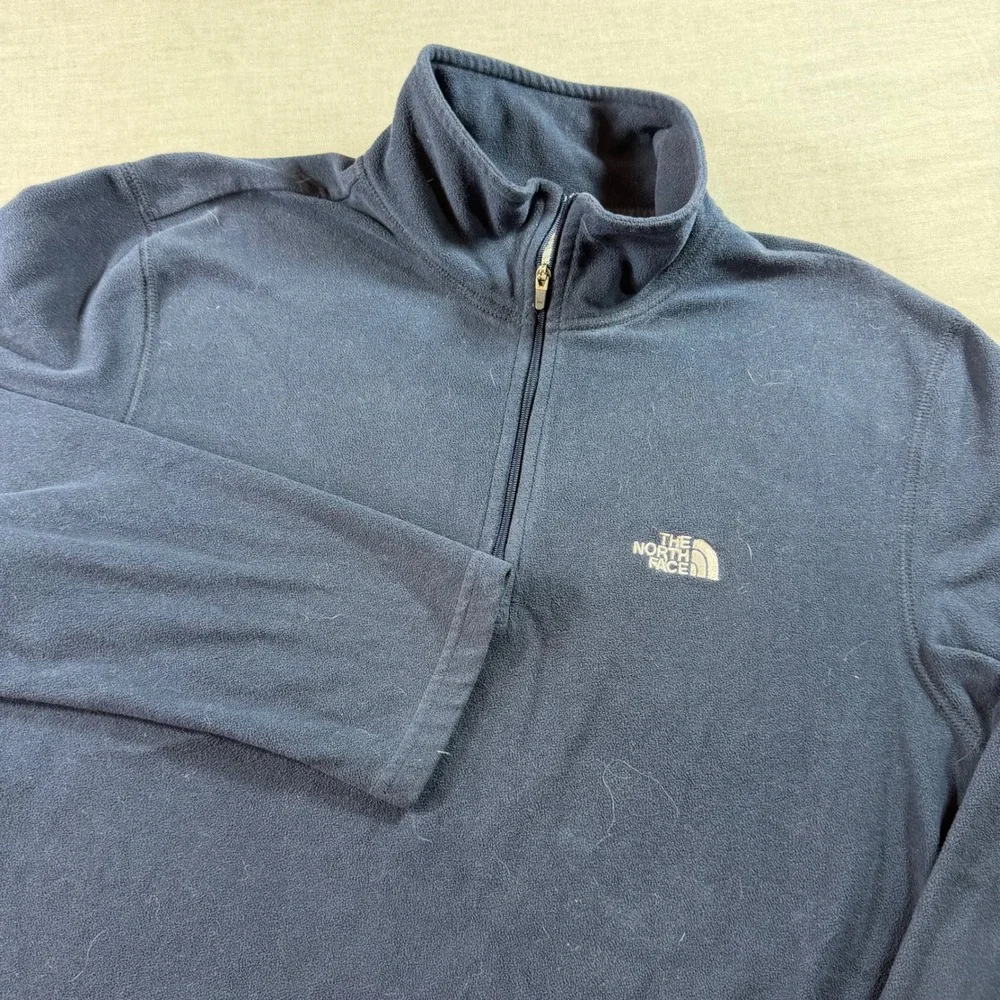 The North Face TKA 100 Fleece Pullover Mens Small Navy Blue Good 1/4 Zip Jacket